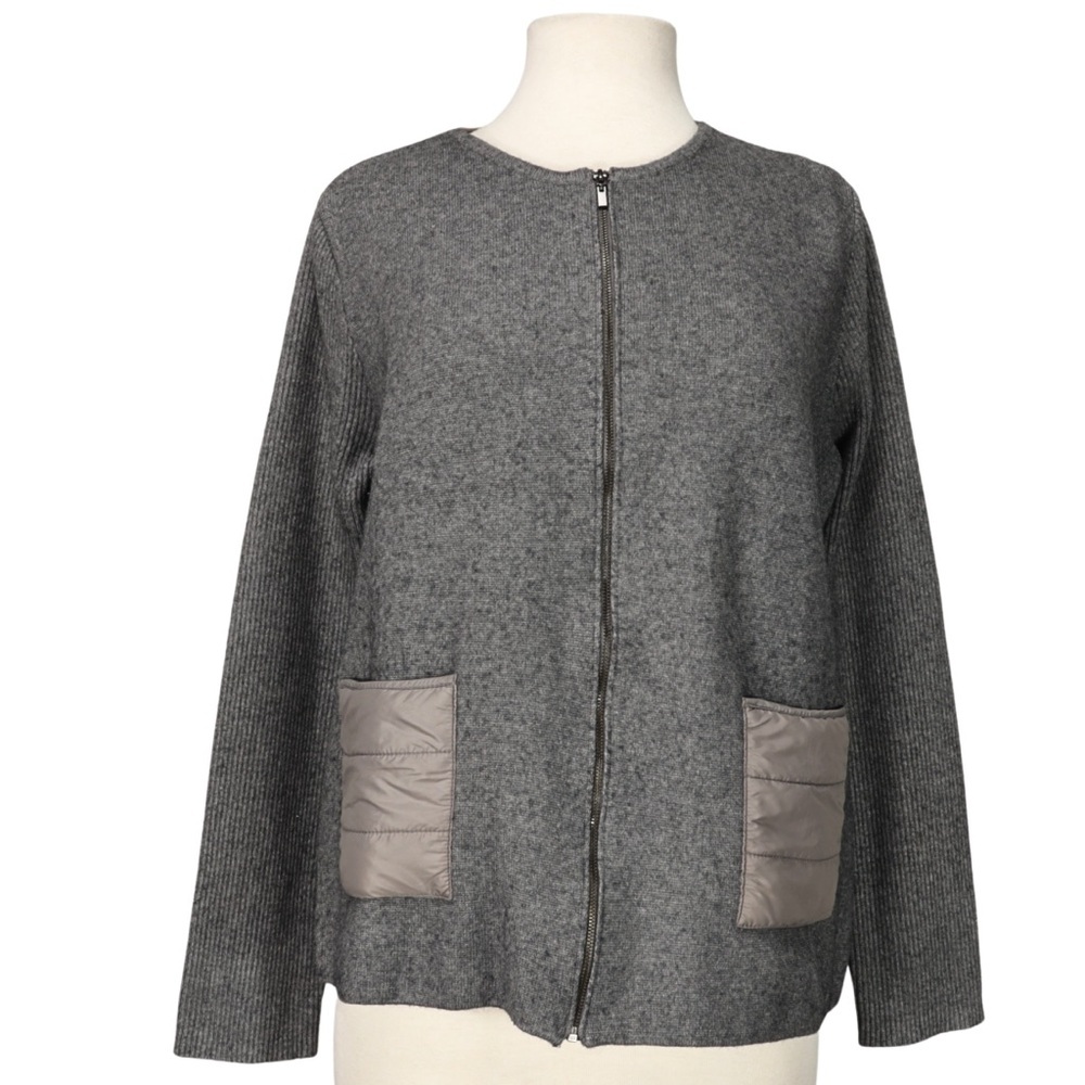 Sweater Jacket Ribbed Knit Classic Demian Collection  Women’s Size S‎ / M Gray